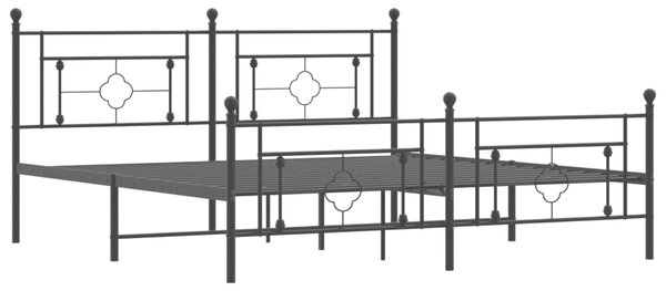 VidaXL Πλαίσιο Κρεβατιού με Κεφαλάρι&Ποδαρικό Μαύρο 183x213εκ. Μέταλλο