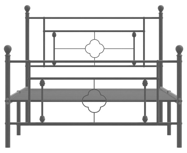 VidaXL Πλαίσιο Κρεβατιού με Κεφαλάρι&Ποδαρικό Μαύρο 107x20 εκ. Μέταλλο