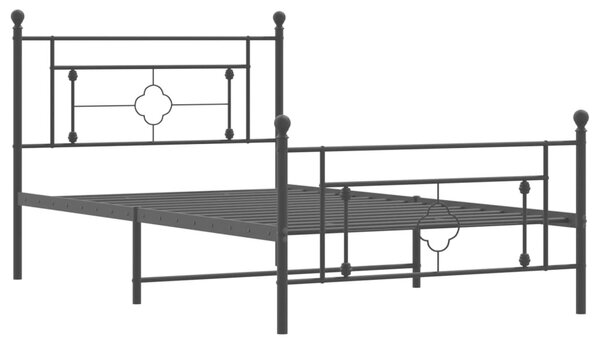 VidaXL Πλαίσιο Κρεβατιού με Κεφαλάρι&Ποδαρικό Μαύρο 107x20 εκ. Μέταλλο