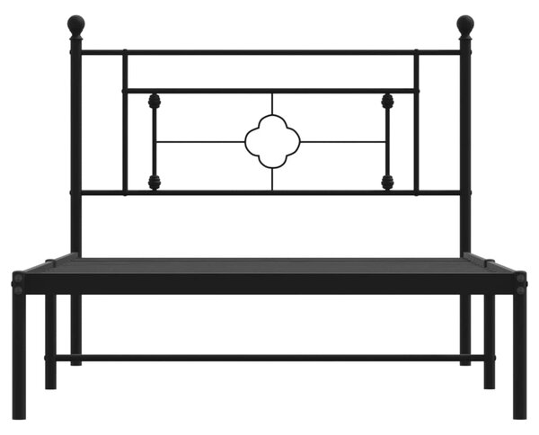 VidaXL Πλαίσιο Κρεβατιού με Κεφαλάρι Μαύρο 107 x 203 εκ. Μεταλλικό