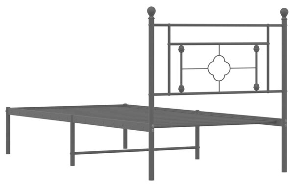 VidaXL Πλαίσιο Κρεβατιού με Κεφαλάρι Μαύρο 100 x 190 εκ. Μεταλλικό