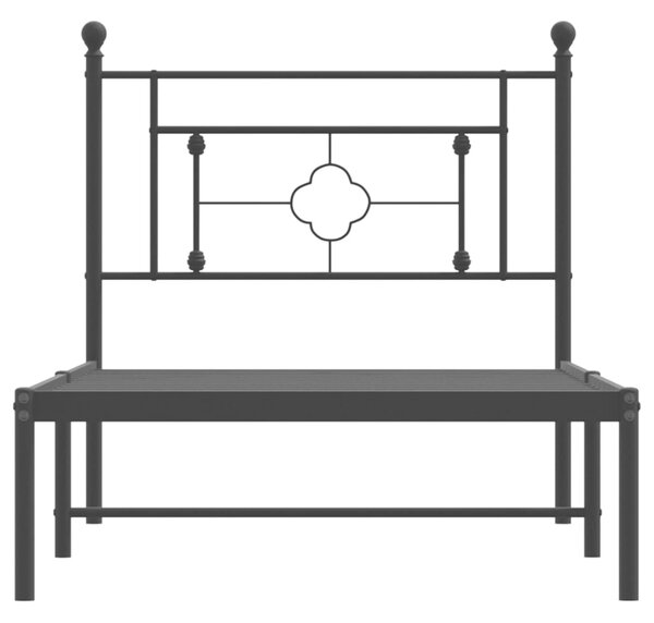 VidaXL Πλαίσιο Κρεβατιού με Κεφαλάρι Μαύρο 100 x 190 εκ. Μεταλλικό