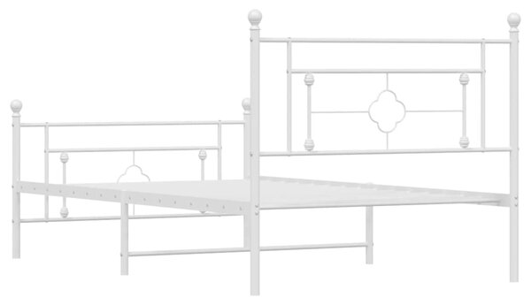 VidaXL Πλαίσιο Κρεβατιού με Κεφαλάρι/Ποδαρικό Λευκό 107x203 εκ Μέταλλο