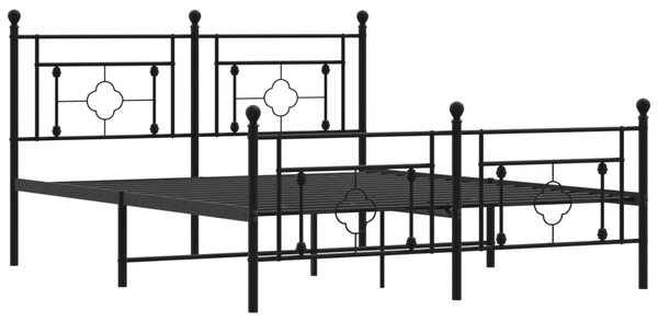 VidaXL Πλαίσιο Κρεβατιού με Κεφαλάρι&Ποδαρικό Μαύρο 150x200εκ. Μέταλλο