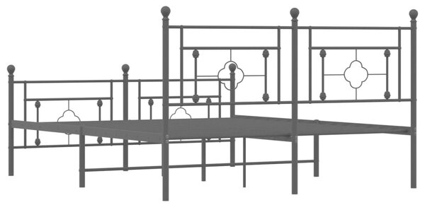 VidaXL Πλαίσιο Κρεβατιού με Κεφαλάρι&Ποδαρικό Μαύρο 150x200εκ. Μέταλλο