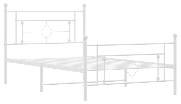 VidaXL Πλαίσιο Κρεβατιού με Κεφαλάρι/Ποδαρικό Λευκό 107x203 εκ Μέταλλο