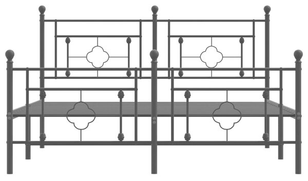 VidaXL Πλαίσιο Κρεβατιού με Κεφαλάρι&Ποδαρικό Μαύρο 150x200εκ. Μέταλλο