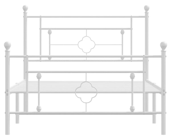 VidaXL Πλαίσιο Κρεβατιού με Κεφαλάρι/Ποδαρικό Λευκό 107x203 εκ Μέταλλο