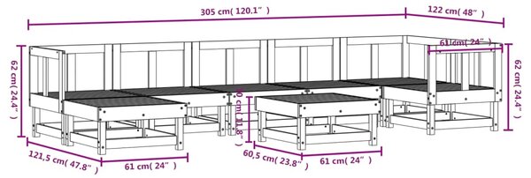 VidaXL Σαλόνι Κήπου Σετ 8 Τεμαχίων Γκρι από Μασίφ Ξύλο Πεύκου
