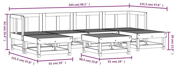 VidaXL Σαλόνι Κήπου Σετ 7 τεμ από Εμποτισμένο Ξύλο Πεύκου