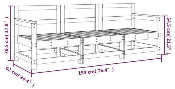 VidaXL Σαλόνι Κήπου Σετ 3 Τεμαχίων από Μασίφ Ξύλο Ψευδοτσούγκας