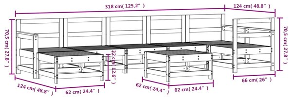 VidaXL Σαλόνι Κήπου Σετ 8 Τεμαχίων Λευκό από Μασίφ Ξύλο Πεύκου