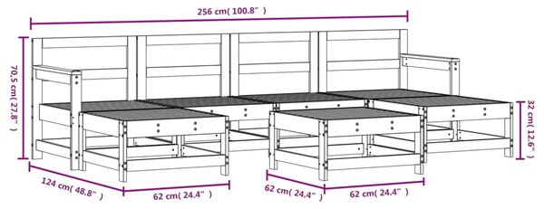VidaXL Σαλόνι Κήπου Σετ 7 Τεμαχίων από Μασίφ Ξύλο Πεύκου