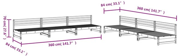 VidaXL Σαλόνι Κήπου 6 Τεμαχίων Γκρι από Ξύλο Πεύκου