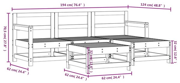 VidaXL Σαλόνι Κήπου Σετ 5 τεμ από Εμποτισμένο Ξύλο Πεύκου