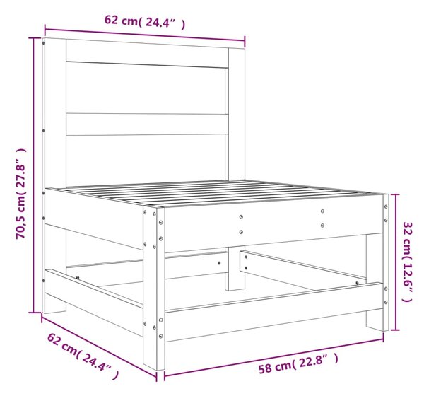 VidaXL Καναπές Κήπου Μεσαίος από Μασίφ Ξύλο Πεύκου