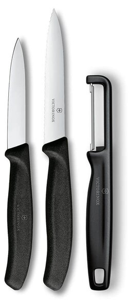 Σετ Μαχαίρια Γενικής Χρήσης & Αποφλοιωτής Victorinox Swiss Classic με μήκος λεπίδας 8cm και 10cm - Black - 3 τεμάχια