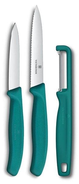 Σετ Μαχαίρια Γενικής Χρήσης & Αποφλοιωτής Victorinox Swiss Classic με μήκος λεπίδας 8cm και 10cm - Green - 3 τεμάχια