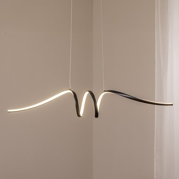 Milagro Lighting LED κρεμαστή λάμπα Loop, μέταλλο, μαύρο-χρώμιο, 4.000 K, Μαύρο, Σαλόνι / τραπεζαρία, Μέταλλο, σύγχρονο