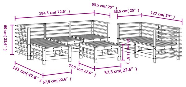 VidaXL Σαλόνι Κήπου Σετ 7 Τεμαχίων Λευκό από Μασίφ Ξύλο Πεύκου