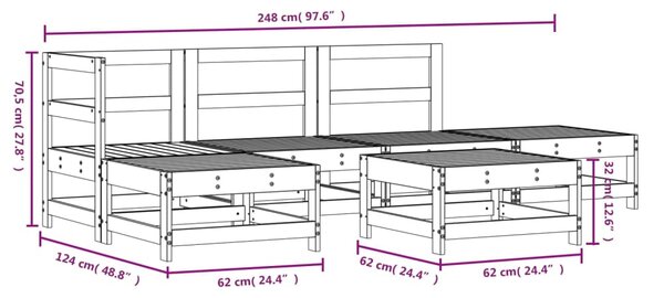 VidaXL Σαλόνι Κήπου Σετ 6 τεμ. από Εμποτισμένο Ξύλο Πεύκου