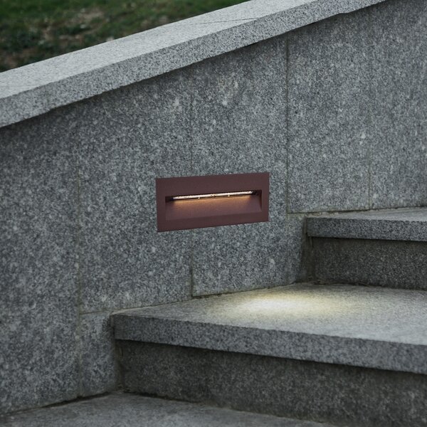 Lucande LED φωτιστικό τοίχου Loya, 23 x 8 cm, σκουριά, IP54, Καφέ / Σκουριάς, Αλουμίνιο, σύγχρονο
