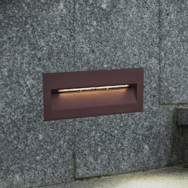 Lucande LED φωτιστικό τοίχου Loya, 23 x 8 cm, σκουριά, IP54, Καφέ / Σκουριάς, Αλουμίνιο, σύγχρονο