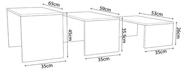 Τραπέζι σαλονιού Alteo pakoworld μελαμίνης oak-λευκό 65x45x35εκ