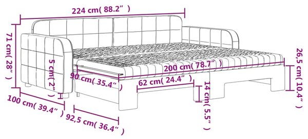 Καναπές Κρεβάτι Συρόμενος Μπλε 90x200 εκ. Βελούδινος Στρώματα - Μπλε