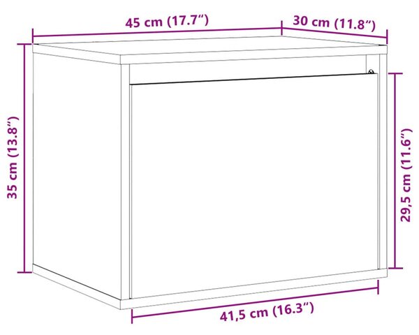 Ντουλάπι Τοίχου Μαύρο 45 x 30 x 35 εκ. από Μασίφ Ξύλο Πεύκου - Μαύρο