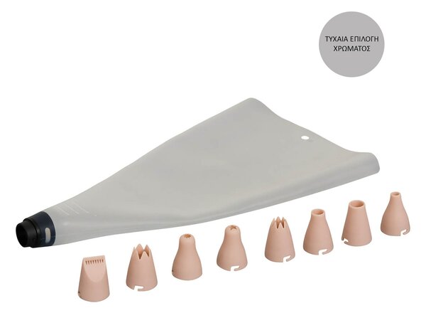 Κορνέ Ζαχαροπλαστικής Με 8 Μύτες F-V Silicone 209618 (Τυχαία Επιλογή Χρώματος)