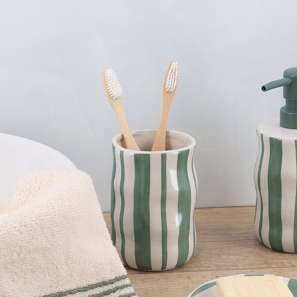 Ποτηροθήκη Μπάνιου (Φ8x11.6) T-D Stripped Sage Green 61192144