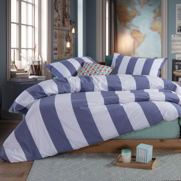 Σεντόνια Μονά (Σετ) Nef-Nef Homeware Casual Vertia Denim Μπλε,Λευκό ΧΩΡΙΣ ΛΑΣΤΙΧΟ 170x270
