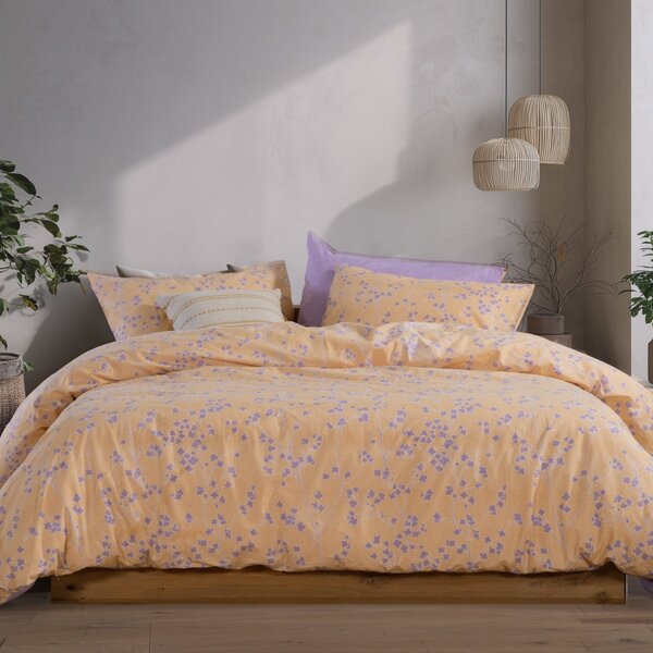 Σεντόνια Μονά (Σετ) Nef-Nef Homeware Smart Floriva Yellow Κίτρινο ΧΩΡΙΣ ΛΑΣΤΙΧΟ 170x270