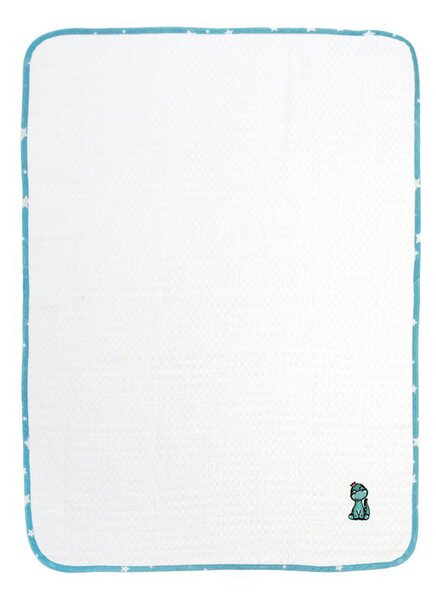 Κουβέρτα Πικέ Αγκαλιάς (80x110) Dimcol Dinosaur 180 White-Sky Blue