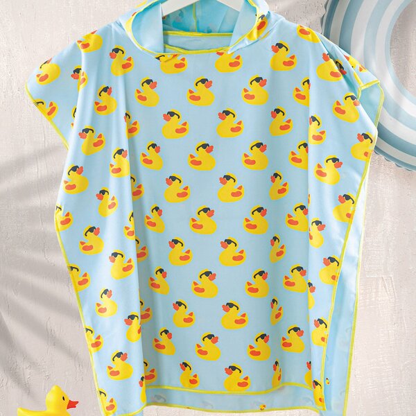 Παιδικό Πόντσο Microfiber (60x60) Rythmos Duck Aqua