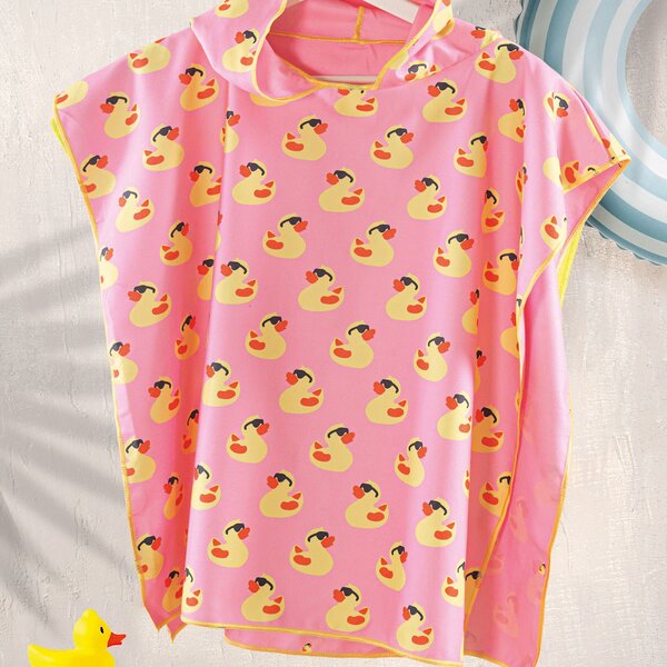 Παιδικό Πόντσο Microfiber (60x60) Rythmos Duck Pink