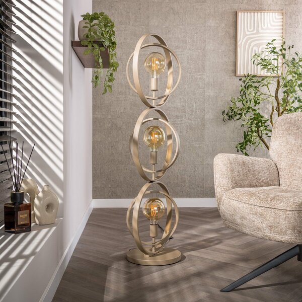 Zijlstra Φωτιστικό δαπέδου Turn Around, μπεζ, 3 λάμπες, ύψος 124 cm, E27, Μπεζ, Σαλόνι / τραπεζαρία, Μέταλλο, σύγχρονο