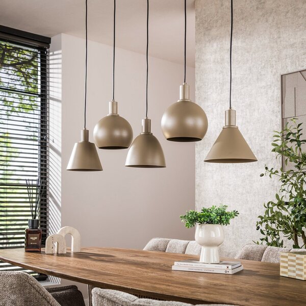 Zijlstra Κρεμαστό φωτιστικό Metallo, μπεζ, 5 λάμπες, 118 cm, E27, ρυθμιζόμενος, Μπεζ, Σαλόνι / τραπεζαρία, Μέταλλο, σύγχρονο