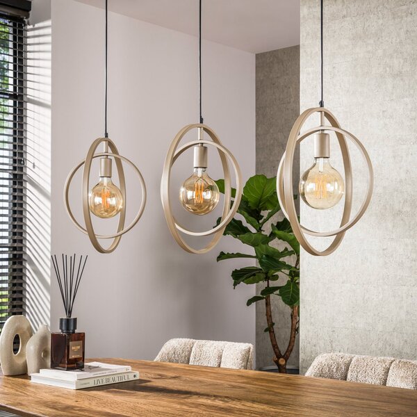 Zijlstra Κρεμαστό φωτιστικό Turn Around, μπεζ, 3 λάμπες, 130 cm, E27, ρυθμιζόμενος, Μπεζ, Σαλόνι / τραπεζαρία, Μέταλλο, σύγχρονο