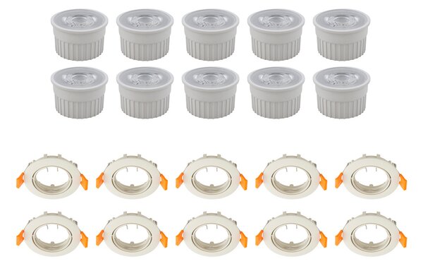 PRIOS Prios Εντοιχισμένος σποτ οροφής Fibur με μονάδα LED, μπεζ, σετ 10 τεμαχίων, ρυθμιζόμενος, Μπεζ, Σαλόνι / τραπεζαρία, Μέταλλο, σύγχρονο