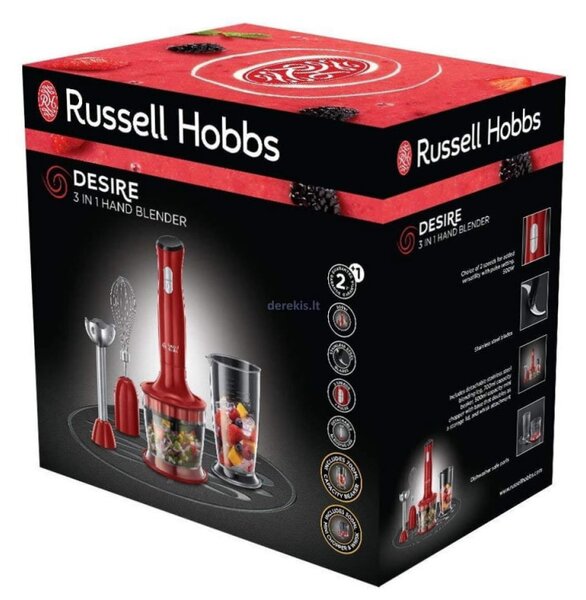 Ραβδομπλέντερ, κοπτήριο και αναδευτήρας Russell Hobbs Desire 24700-56, 500W, 2 ταχύτητες, κόκκινο