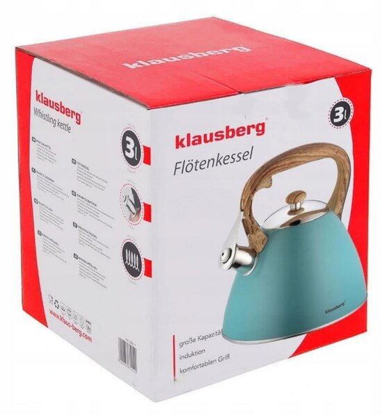 Τσαγιέρα Klausberg KB 7263, 22 cm, 3 l, Σφυρίχτρα ατμού, Επαγωγή, Μπλε