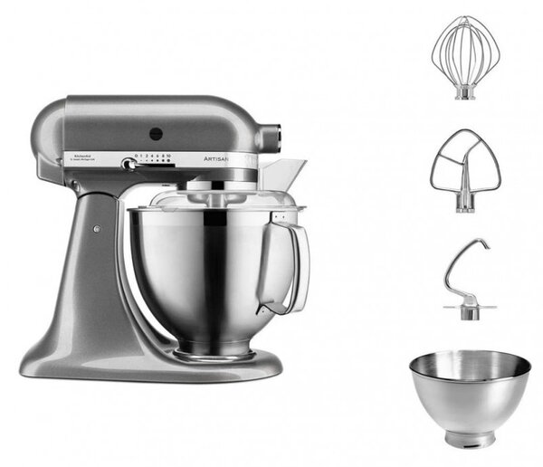 Πλανητικό μίξερ Artisan Elegance KitchenAid 5KSM185PSEMS, 300W, 4,8 l, Direct drive, 10 ταχύτητες, Inox