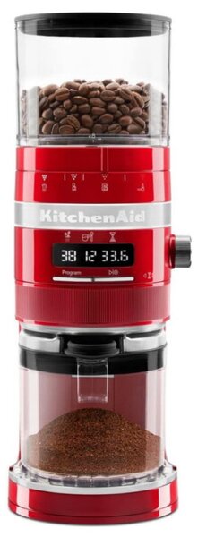 Ηλεκτρικός μύλος καφέ Artisan KitchenAid 5KCG8433ECA, 150W, 340 g, 70 βαθμοί λείανσης, Αυτόματη απενεργοποίηση, Apple Candy Red