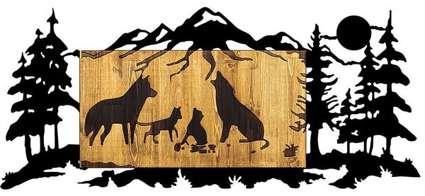 Διακοσμητικό Τοίχου Wolf Family 899SKL2197 108x3x47cm Walnut-Black Wallity