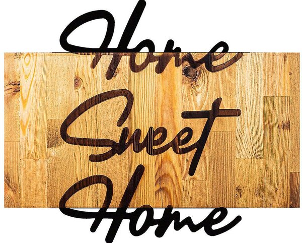 Διακοσμητικό Τοίχου Home Sweet Home 899SKL2171 58x48x3cm Walnut-Black Wallity