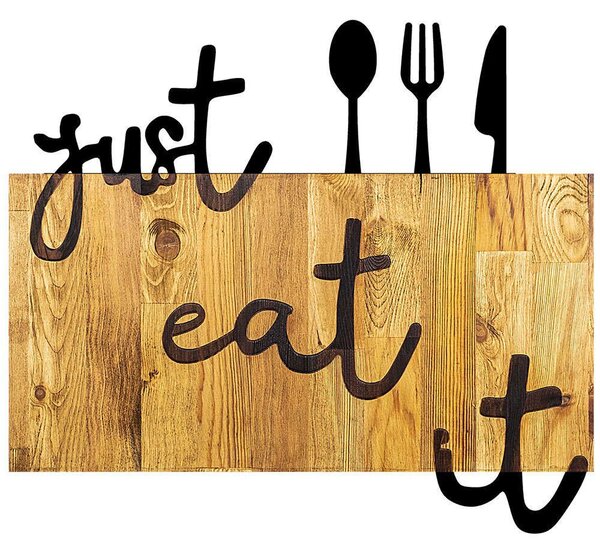 Διακοσμητικό Τοίχου Just Eat It 899SKL2193 58x3x52cm Walnut-Black Wallity