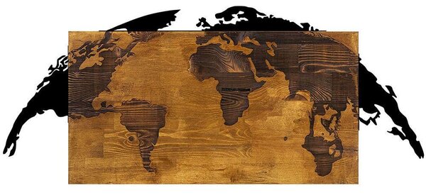 Διακοσμητικό Τοίχου World Map 899SKL1329 35x83cm Walnut-Black Wallity