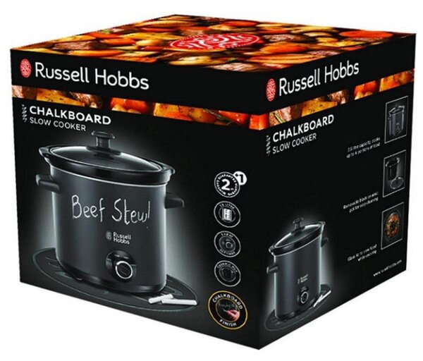 Ηλεκτρική Γάστρα Russell Hobbs 24180-56 Επίστρωση σκόνης ματ μαύρης κιμωλίας, 3,5 λίτρα, Κεραμικό δοχείο, 3 προγράμματα, Μαύρο